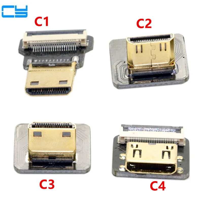 FPV Micro HDMI Mini 90 градусов адаптер 5 см 100 FPC лента плоский кабель шаг 20pin для