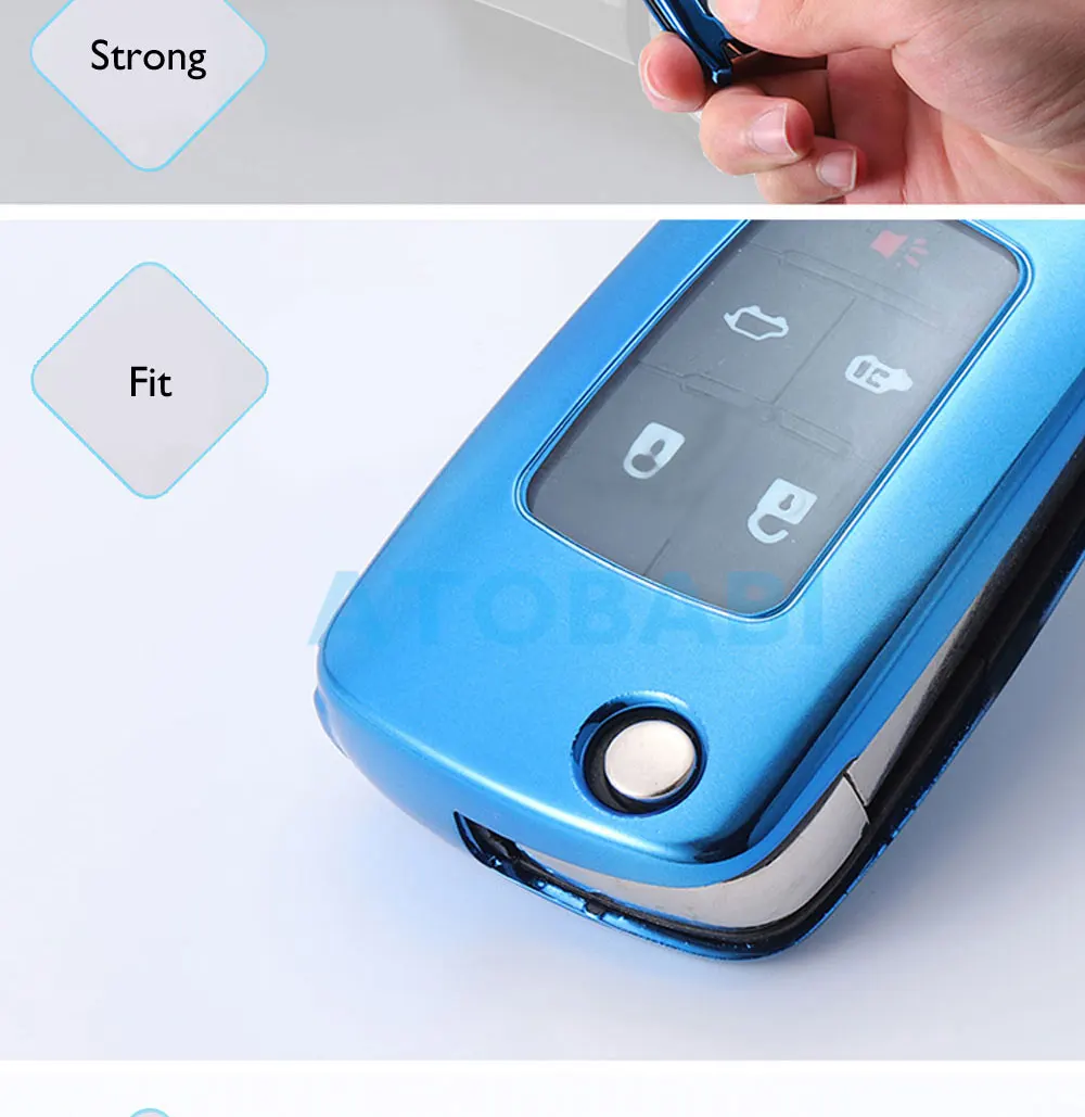 TPU Car Key Case For Chevrolet Camaro Cruze Equinox Impala Malibu GMC Terrain Buick LaCrosse Folding Remote Fob Protector Cover