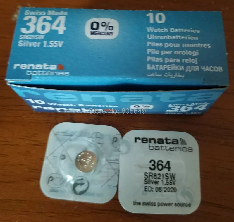 100Xrenata Серебряный оксид часы батарея 364 SR621SW 621 1 55 V 100% оригинальный бренд renata батарея|watch battery 364|watch batterybattery |