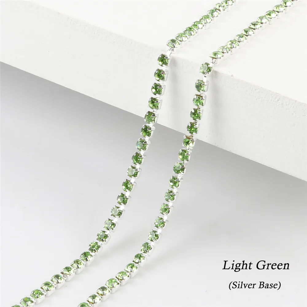 Light Green Высокая плотность Лидер продаж 2/2. 5/2. 8/3 мм Flatback светильник зеленые стразы цепь для декора стен прошитая вручную аксессуары для одежды - Цвет: Light Green