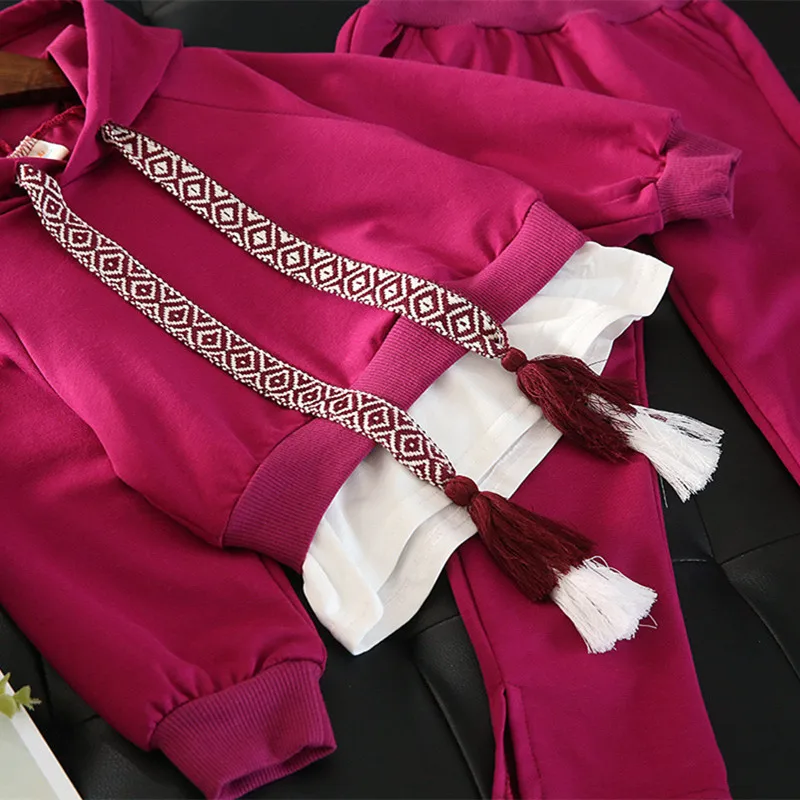 Детский спортивный костюм для девочек DFXD однотонная кофта с капюшоном и длинным