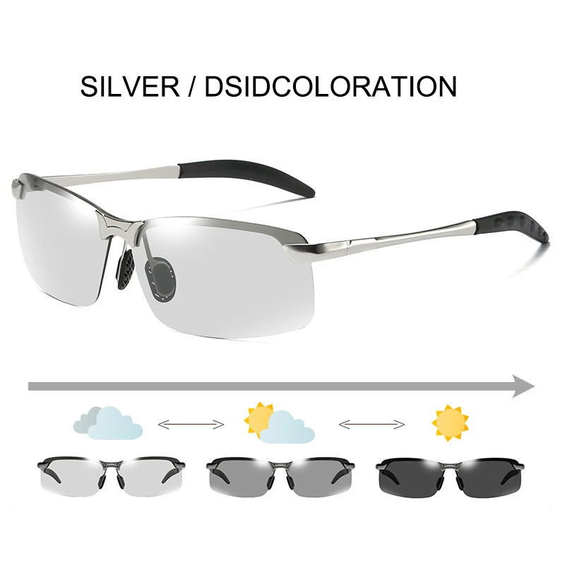 Silver Photochromic SIMPRECT фотохромные солнцезащитные очки мужские поляризованные UV400 высококачественные металлические очки для вождения Модные брендовые дизайнерские очки - Цвет линз: Silver Photochromic