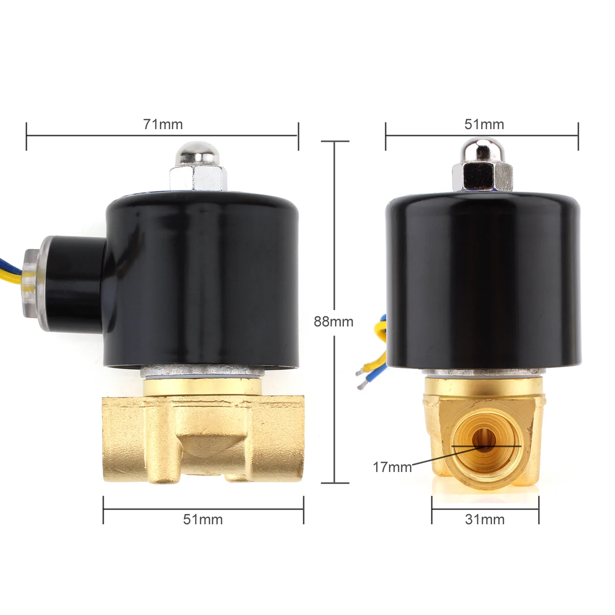 Электромагнитный клапан DC 12V 3/8 ''NPT N/C латунь нормально закрытый электрический клапан для воды, масла, воздуха, дизельного газа, топлива