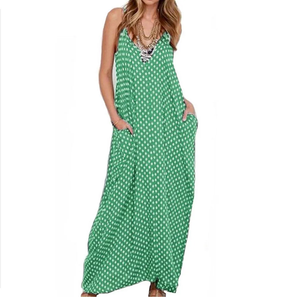 Женское летнее платье без рукавов сексуальное длинное в полоску с v образным