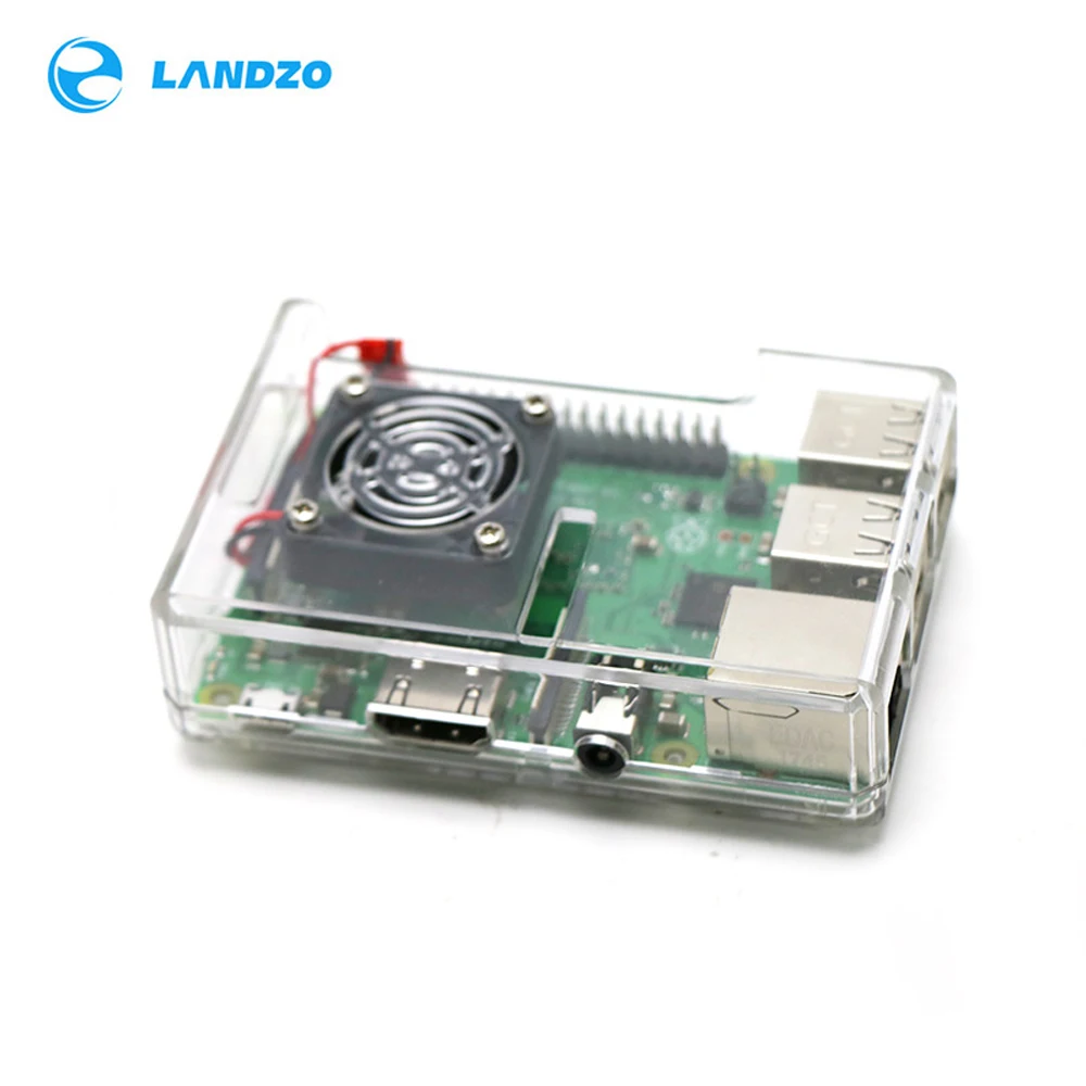 Прозрачный чехол для Raspberry Pi 3 B + ABS прозрачного чехла охлаждающий вентилятор