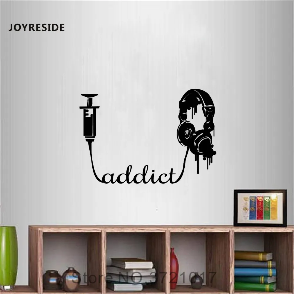 Наушники joyestee Music Addict Виниловая наклейка на стену Dj домашний декор для гостиной