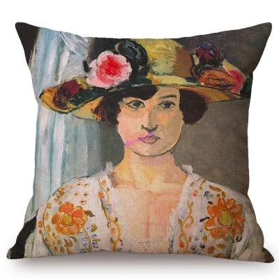 T281-18 Henri Matisse мастерски танцовщица со шляпой радость жизни украшение дома Художественный Диванный чехол для подушки льняная наволочка - Цвет: T281-18