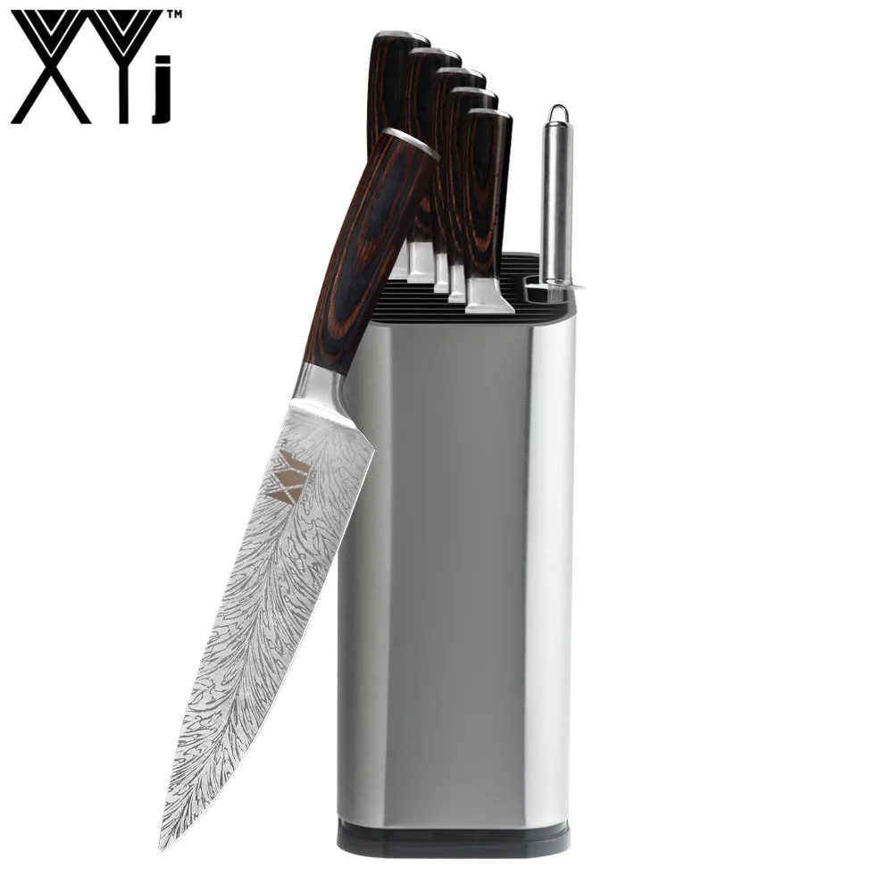 XYj 8 шт. кухонный инструмент набор ножей из нержавеющей стали Дамасские вены