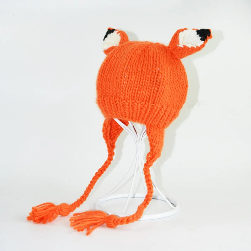 Зимняя вязаная крючком Детская шапка с изображением лисы шапочка для маленьких
