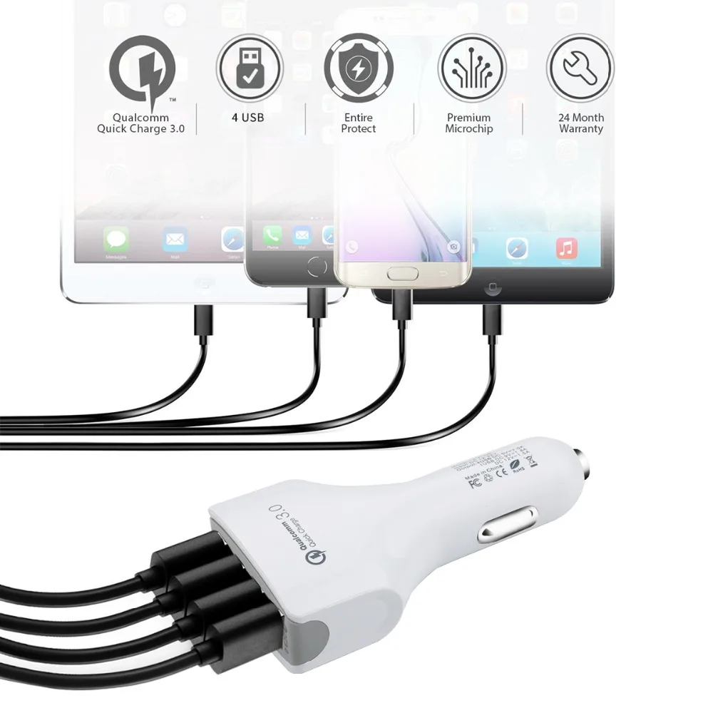 Автомобильное зарядное устройство QC 3 0 с USB автомобильное для iPhone XS Max Samsung S8 Xiaomi |
