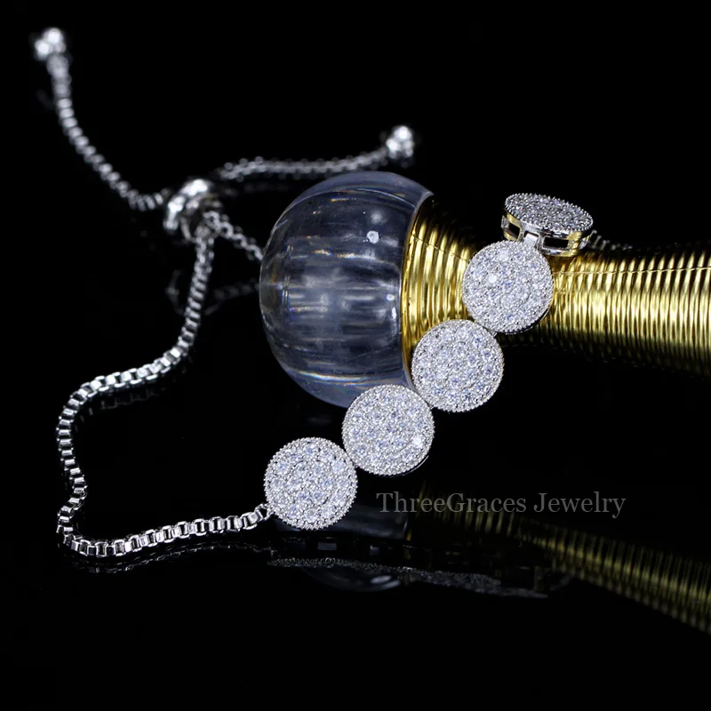 Браслет-цепочка женский из розового золота Круглый с микрофианитами BR086 5 шт. |