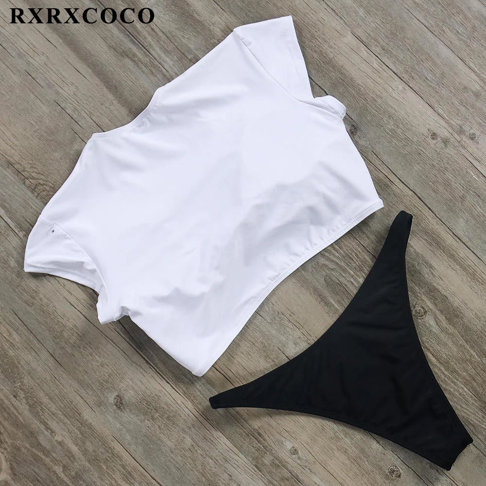 RXRXCOCO, новейший дизайн, купальник, женский купальник, комплект бикини, короткий рукав, купальный костюм, пуш-ап, бразильские бикини, пляжная одежда