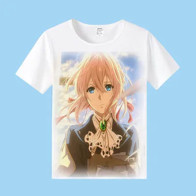 010 Violet Evergarden, футболка для мужчин и женщин, футболки с коротким рукавом, косплей, футболка, аниме, топы, футболки для мужчин и женщин - Цвет: 010