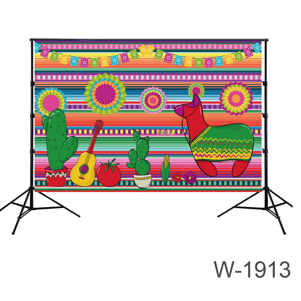 

Fiesta Music Themed Festival Backdrop Kids Fiesta Party Backdrop Ideas Fiesta Background Guitar Llama Cactus Decors Bunting