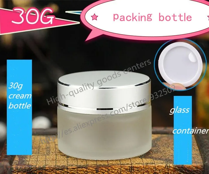 

free shipping 30g empty frosted glass jars, 30ml frost cream jars, skin care cream bottles, 1 fl oz glass cosmetic containers