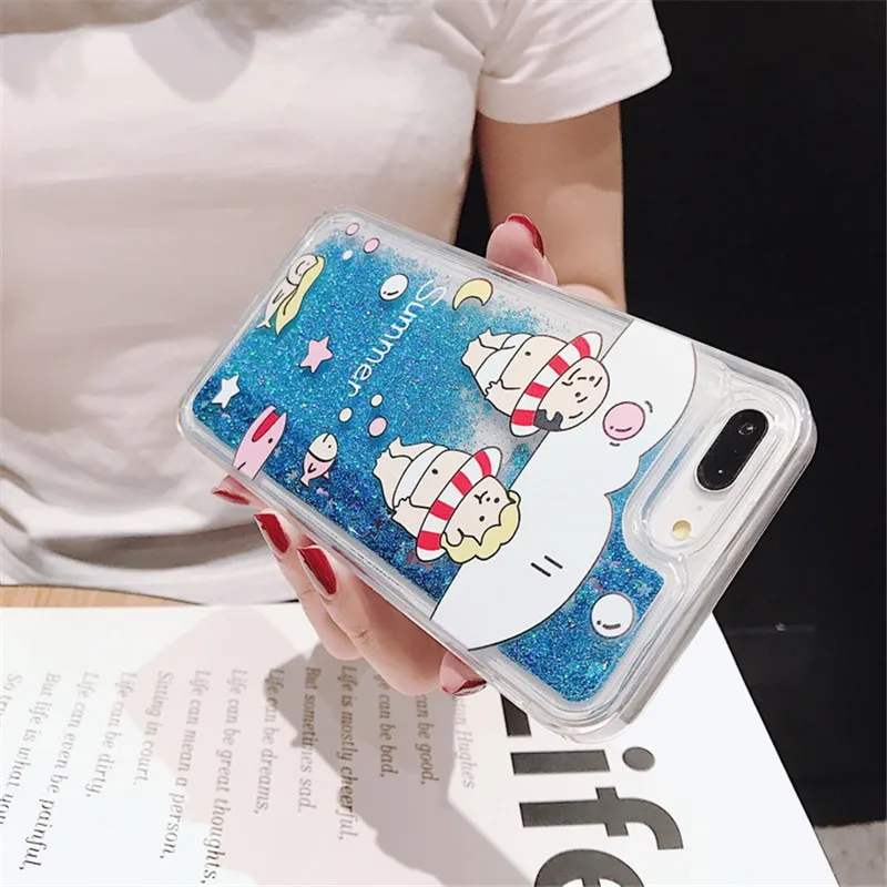 Cute Swimming Ring Liquid Glitter Cover for Xiaomi mi 8 9 A1 A2 MI8 Lite Redmi K20 Pro Note 7 6 Mi 3 Case Summer Fundas |