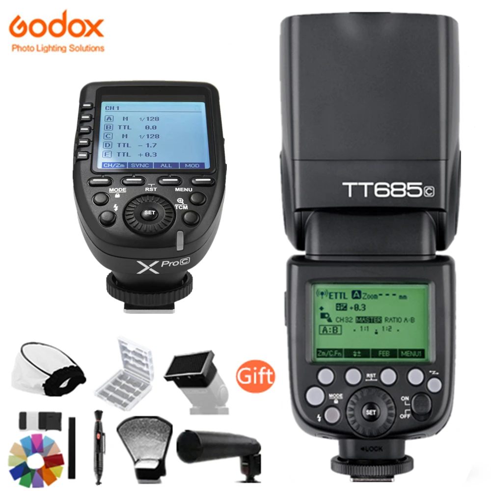 Godox TT685 TT685C 2.4g беспроводное устройство ttl высоком Скорость 1/8000 s GN60 Flash lite + X1T C