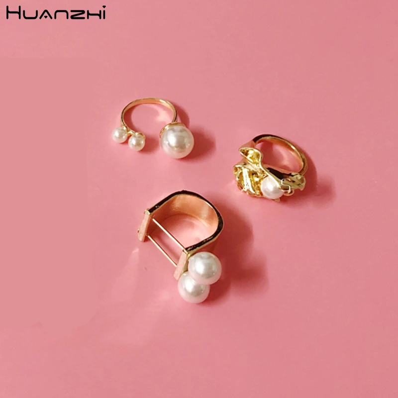 HUANZHI новый дизайн золотые металлические складные геометрические Необычные