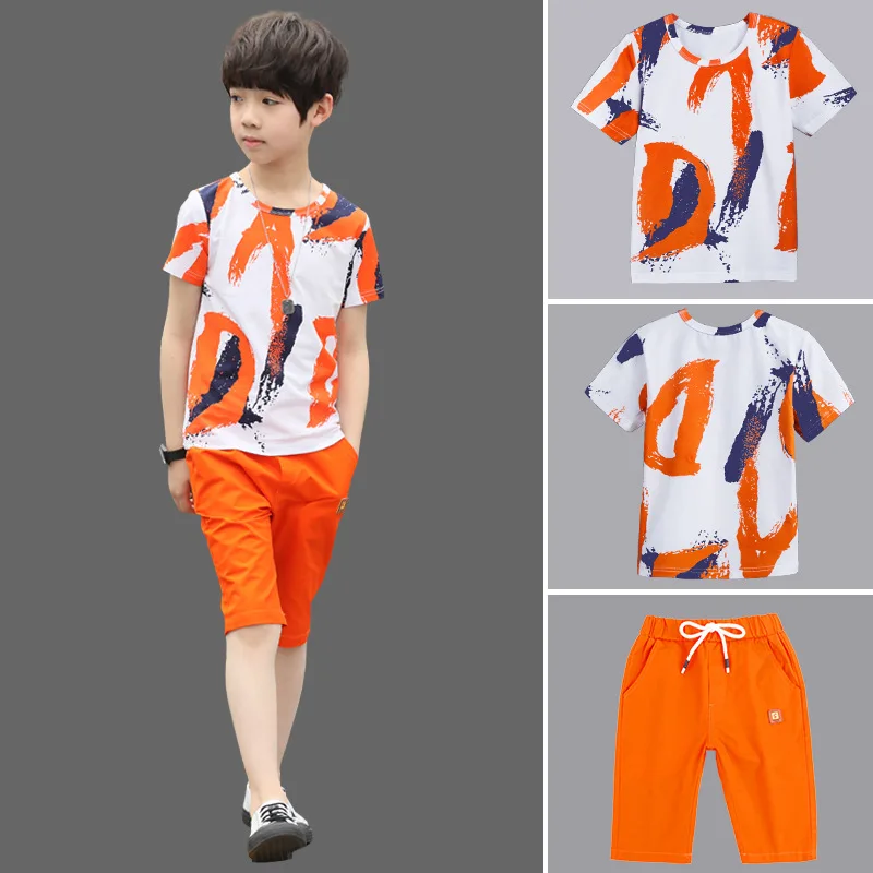 2019 Summer Boys Clothes Sport Suit Set Fashion Casual Short Sleeve O-neck Children's Clothing 2 Pieces T-Shirt + Pants |