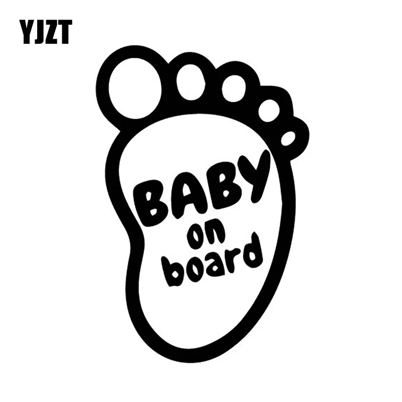 

YJZT 10.7X16CM BABY ON BOARD Cartoon Footprint Car Sticker Funny Body decoration Decals C25-0001