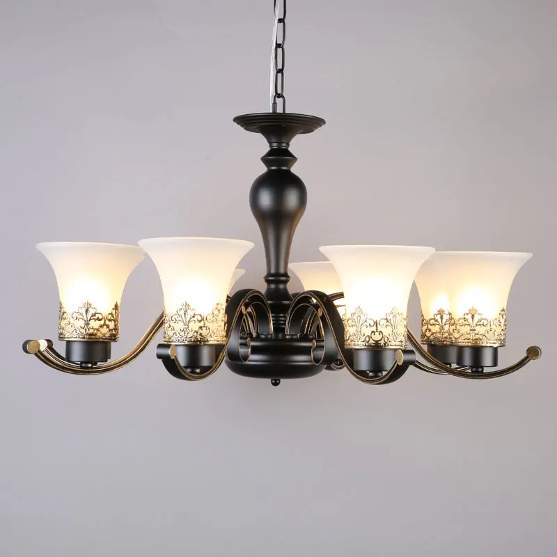 Современная стеклянная люстра для спальни столовой кухни черного и золотого