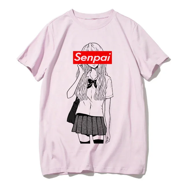 Футболка с японским аниме, Senpai, мужская, женская футболка, Boku No Hero Academy, футболка, Harajuku, мультяшная футболка Waifu