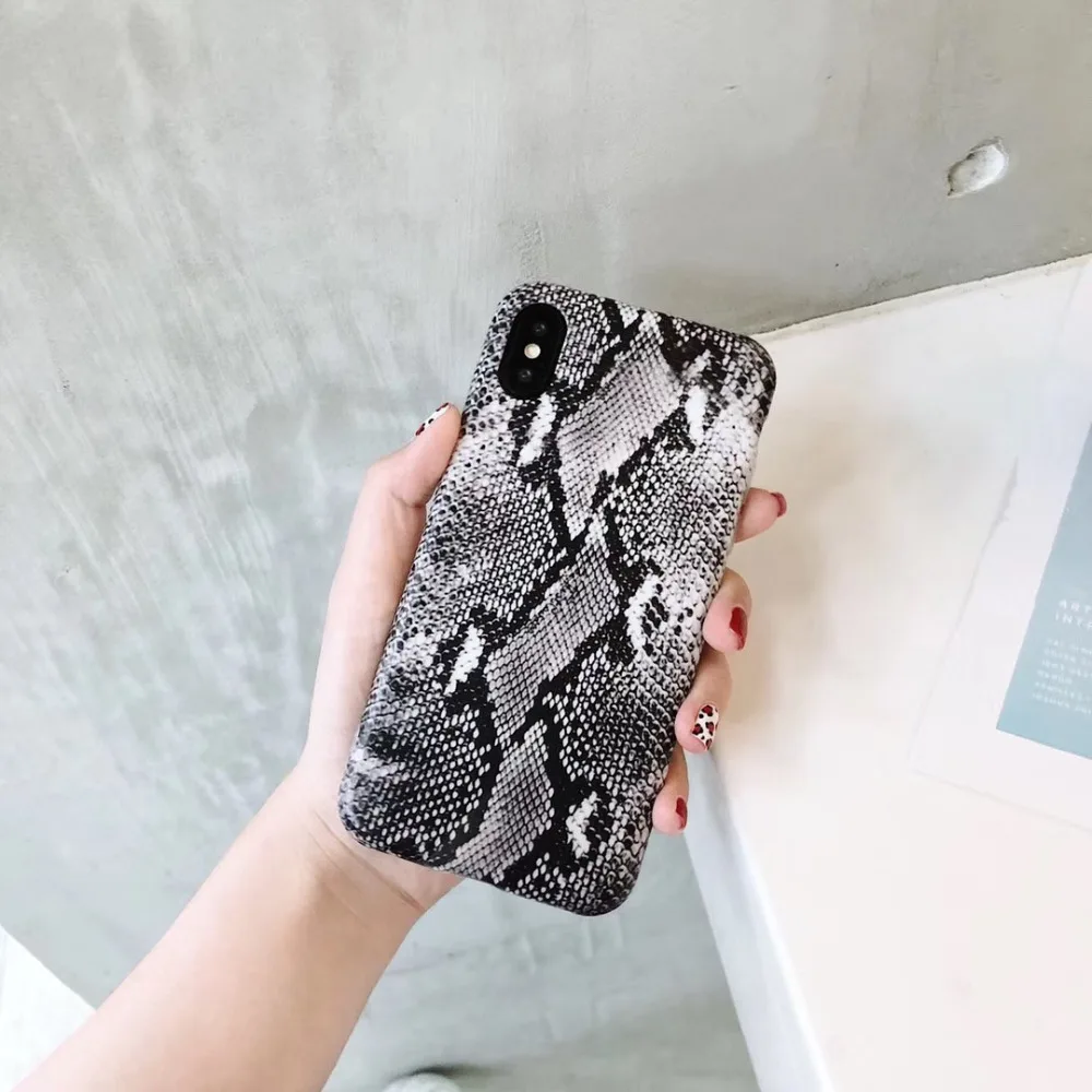 Fashion INS Snake Skin Texture Photo Matte IMD Soft TPU Phone Case For Apple iPhone X XS Max Xr 7 8 6 6s Plus Coque Cover Fundas |