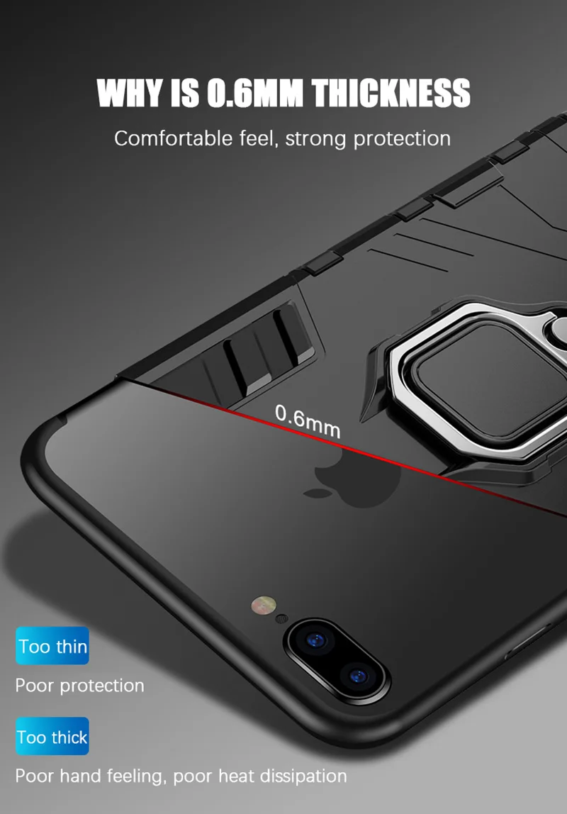 4 In 1 Shockproof Luxury Armor Case for IPhone X XR XS Max 8 7 6 6s Plus 5 5S SE with Car Magnetic Finger Ring Holder Coque |