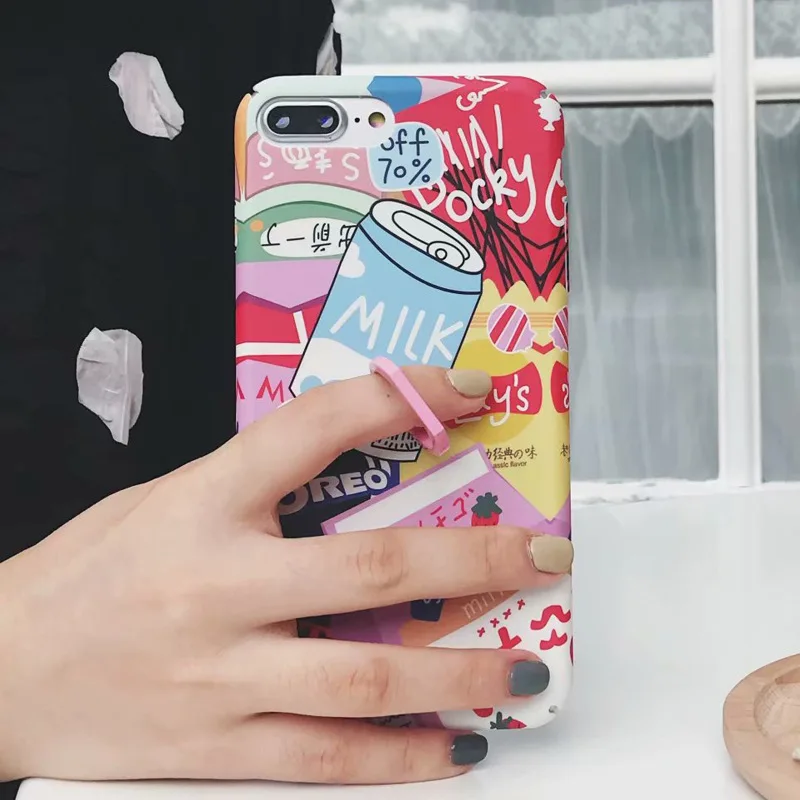 Summer Strawberry Juice Milk Drink tropical bracketPC Cartooon Doodle illustration milk Phone case For Iphone 6s/7/7P/8P/X |