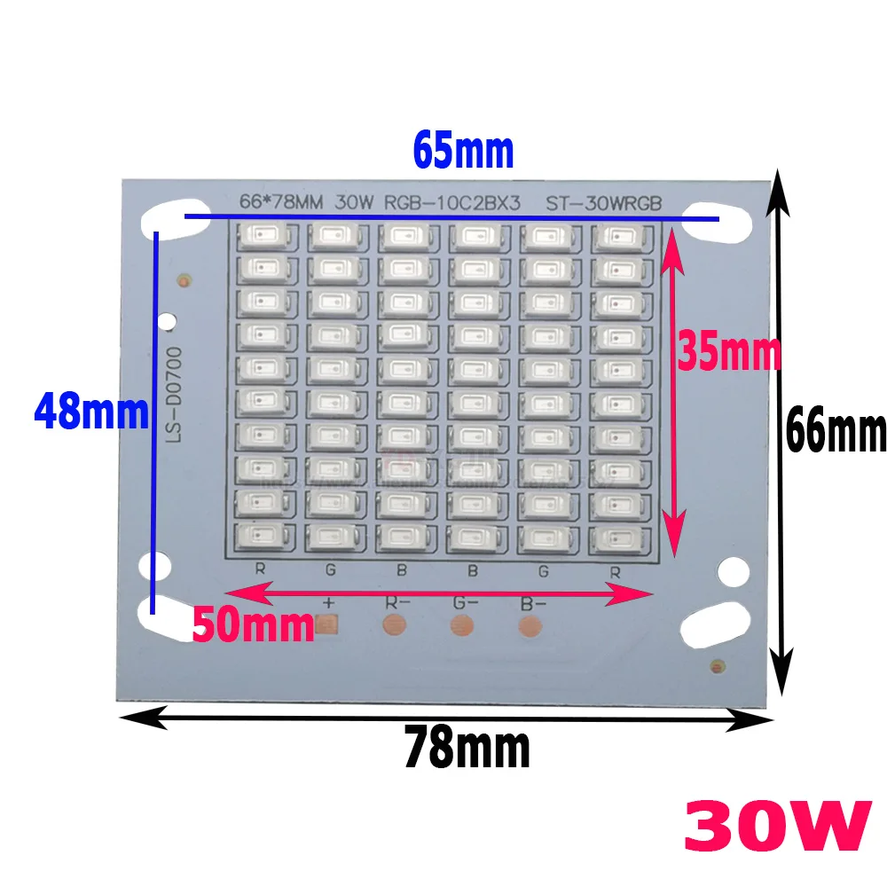10 шт./лот 30 Вт SMD 5730 RGB прожектор R:20 24 В/G:30 34 в/B:30 в для светодиодного светильника