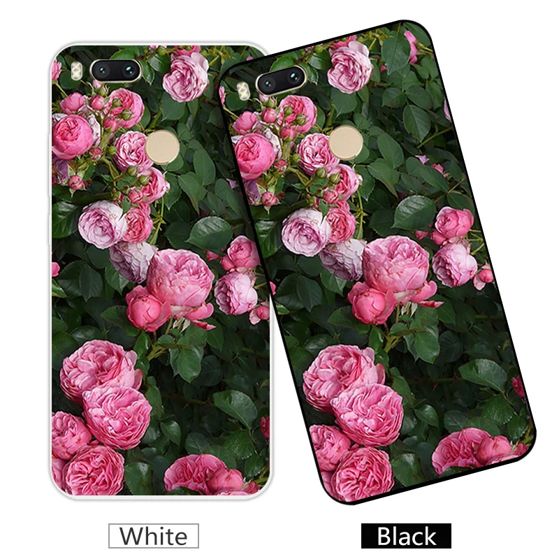 Phone Case For Xiaomi Mi 5X A1 Slim Silicone Soft Back Black Matte Cover Flowering Mi5X Mia1 | Мобильные телефоны и