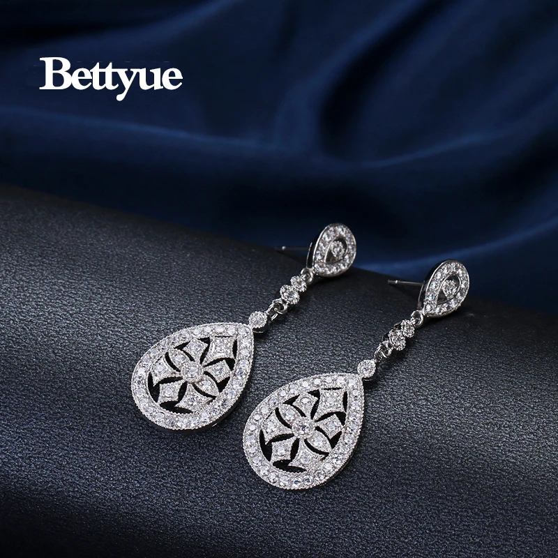 Bettyue, брендовые, модные, очаровательные, AAA кубический циркон, белое золото, цвет, ювелирные изделия, обручение, серьги для женщин, витиеватый, свадебный подарок