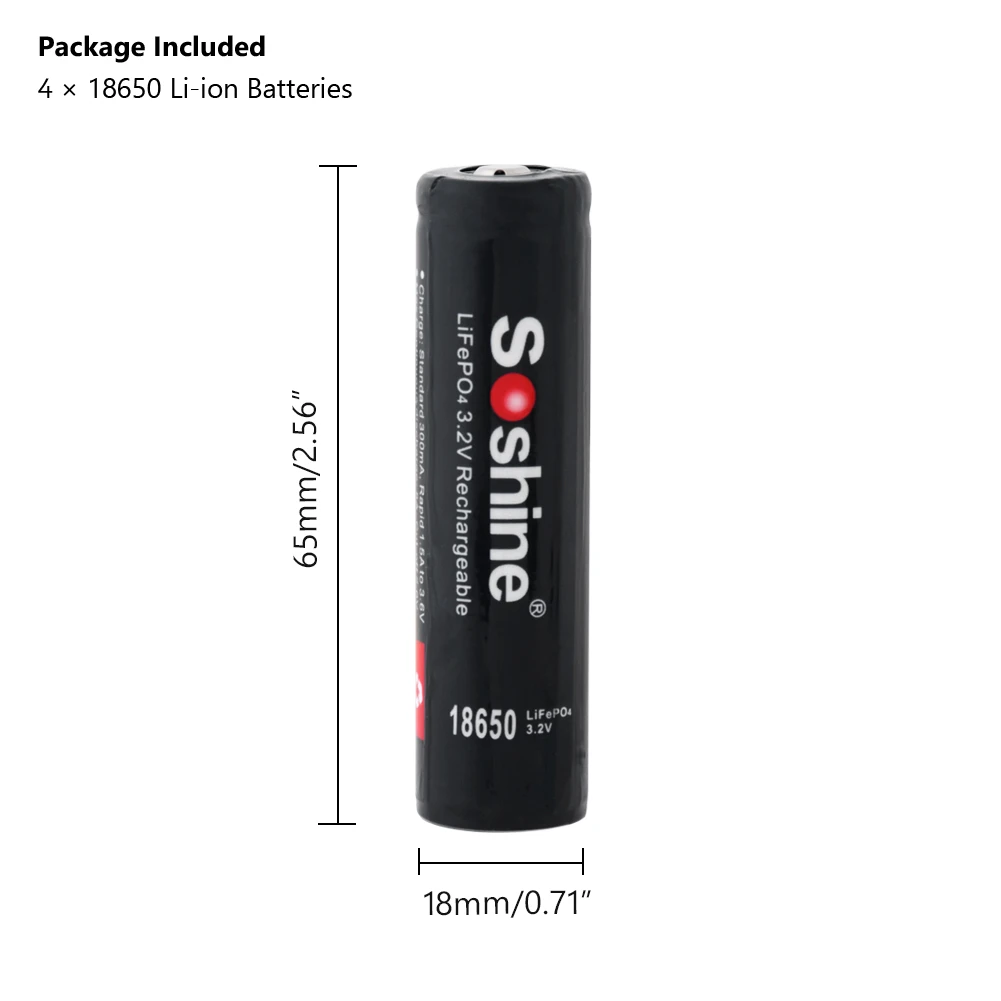 Горячая новинка Soshine 3,2 В LiFePO4 18650 перезаряжаемый аккумулятор блок питания для электронной сигареты с высокой разрядкой с PCB 1800mAh высокой емкости