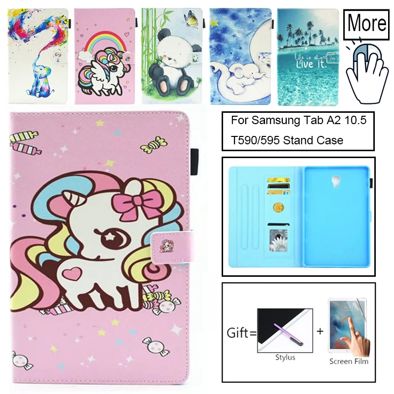 

Case For Samsung Galaxy Tab A A2 2018 10.5 inch T590 T595 T597 SM-T590 Cover Funda Tablet Fashion Painted Unicorn Stand Shell