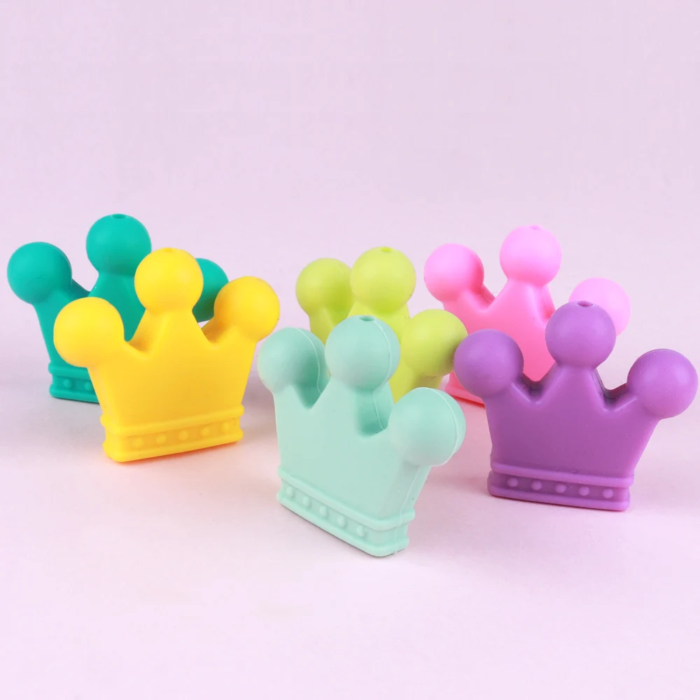 TYRY.HU 25Pcs Crown Shape Silicone Beads BPA Free Food Grade Material Pendant DIY Baby Teething Accessories MultiColor | Украшения и