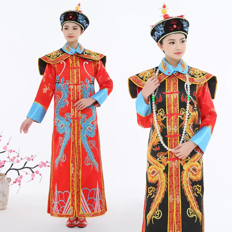 Qing Dynasty Dragon Robe Dress Chinese Empress Traditional Costume Ancient China Qing Manchu Queen princess Royal clothing