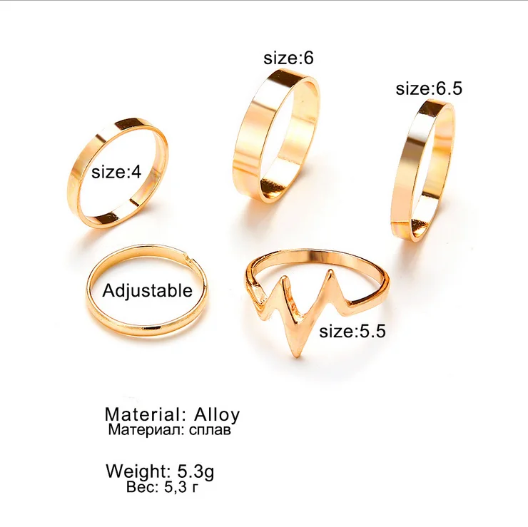 Fashion Geometric popular ECG women's ring 5 piece set wholesale Women Wedding Rings jewelry Bands 16mm Party Ring | Украшения и