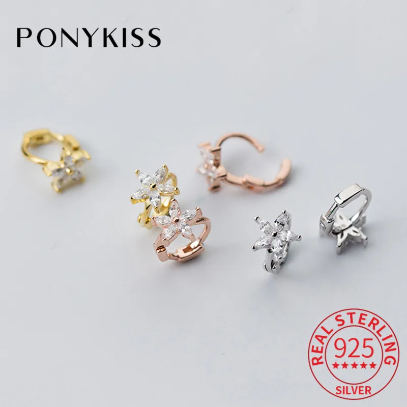 PONYKISS 100% Стерлинговое Серебро 925 пробы цветок женское изящное модное ювелирное