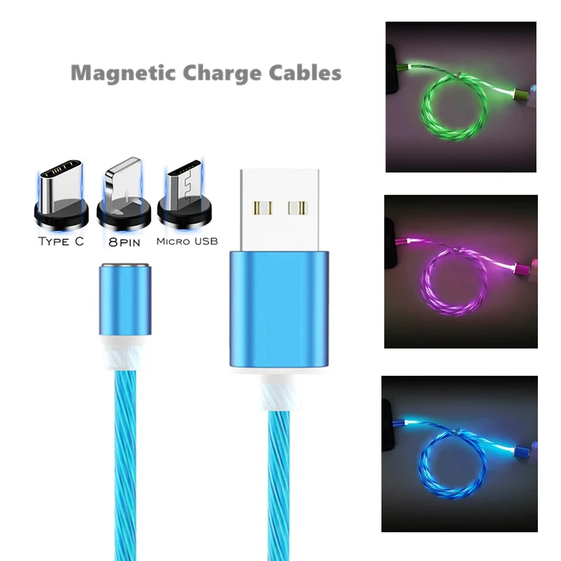 Магнитное зарядное устройство со светодиодной подсветкой микро USB C TPE светящийся