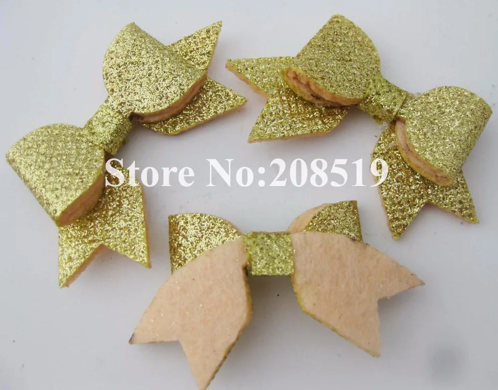 

PANNOO Single color glitter bows multicolors 80pcs handmade padded appliques for jewerly decoration