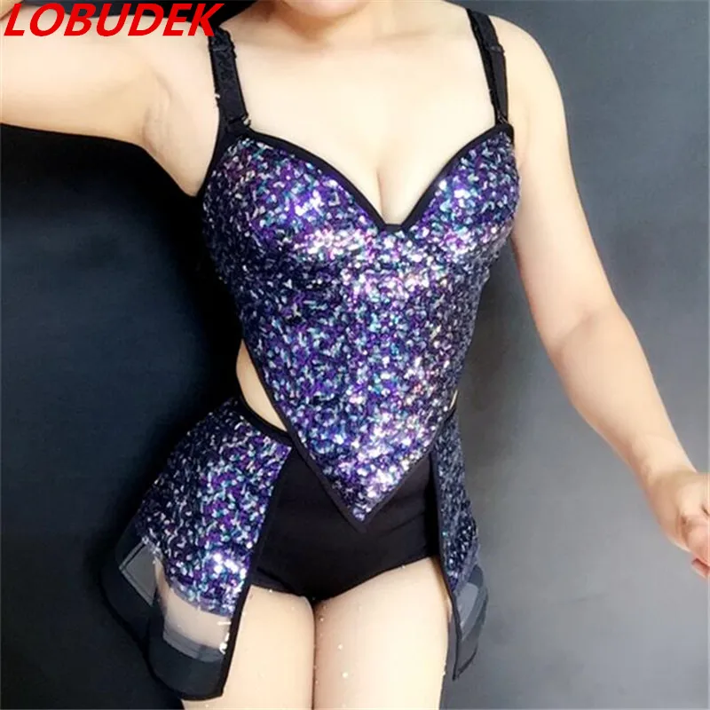 

female costume split three piece set christmas girl DJ nightclub sexy DS for dance bar DJ stage performance singer show party