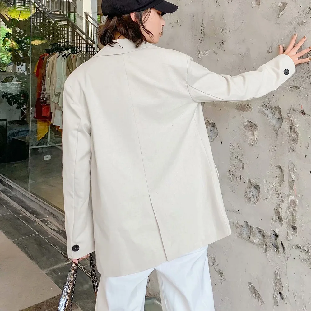 Autumn New Sale Cthink Linen Blazer Women Fashion Long Sleeve Good Quality Beige Suit Coat For Woman Stylish OL Casual Suits