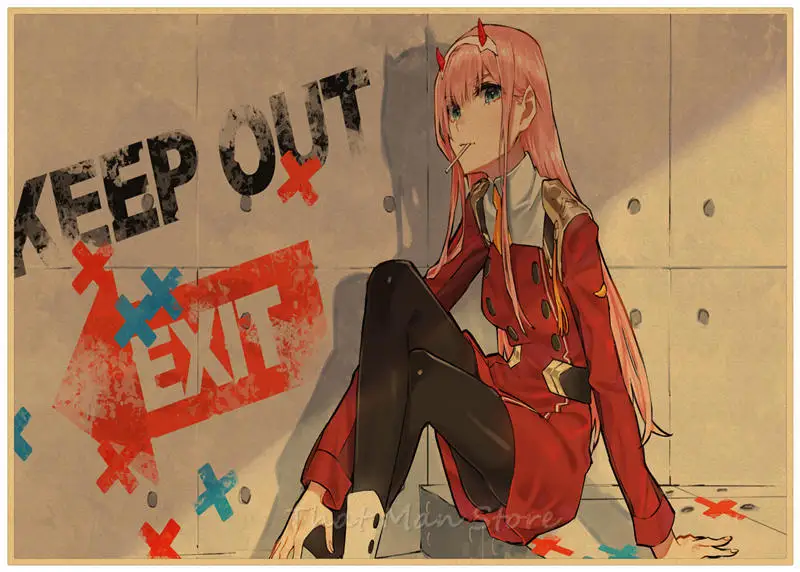 Darling in the FranXX HIRO ZERO TWO ICHIGO GORO стикер на стену плакат из крафт-бумаги японского аниме плакат ретро плакат 30*21 см - Цвет: Шоколад