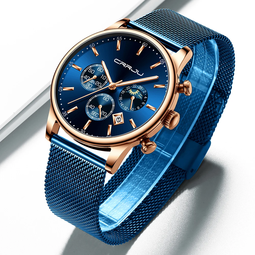 CRRJU мужские часы Reloj Hombre 2019 s лучший бренд класса люкс кварцевые с большим