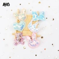 ahb candy sequin patches cartoon rabbit applique for diy kids hair clips garment decor filling cotton sequin accessories