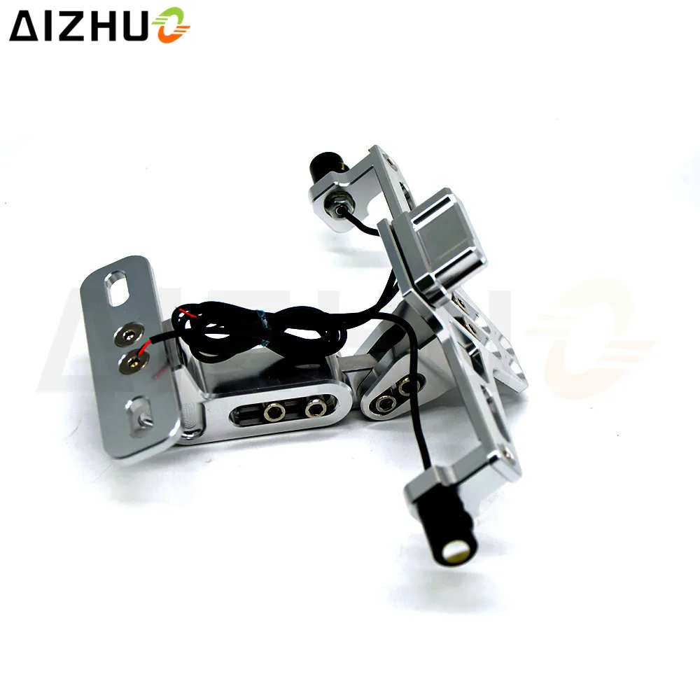 Universal Motorcycle Registration License Plates Holder With Led Light Motorbike CNC Aluminum Number Plate For Honda Suzuki | Автомобили и