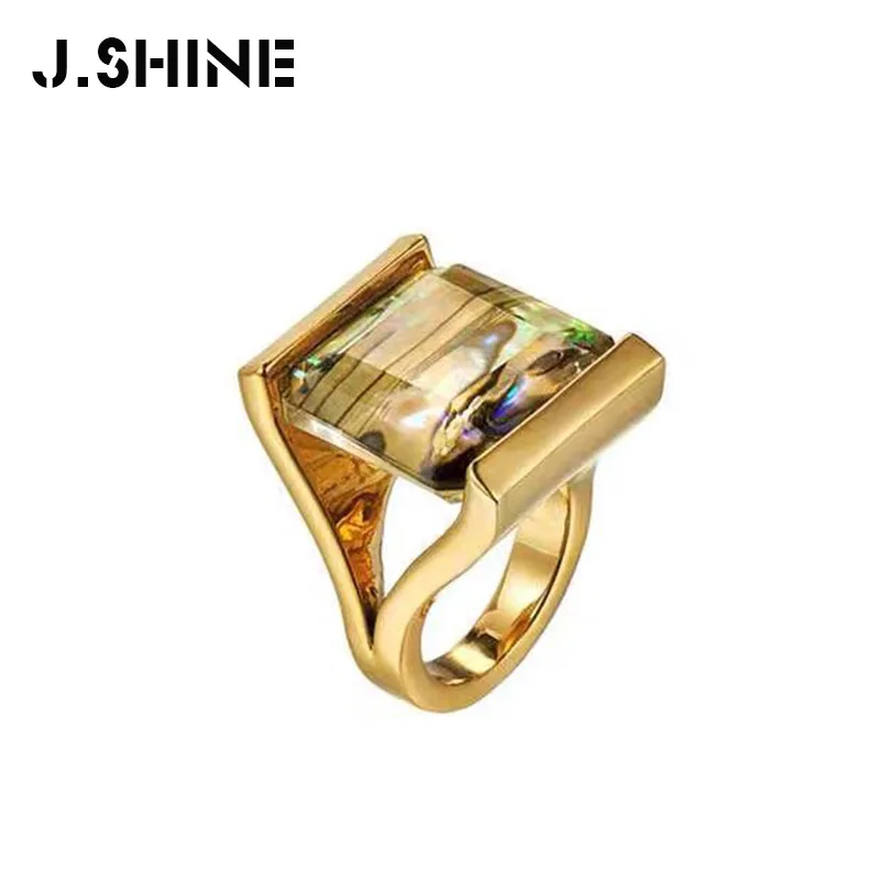 Женские большие кольца JShine из смолы золотого цвета геометрическое акриловое