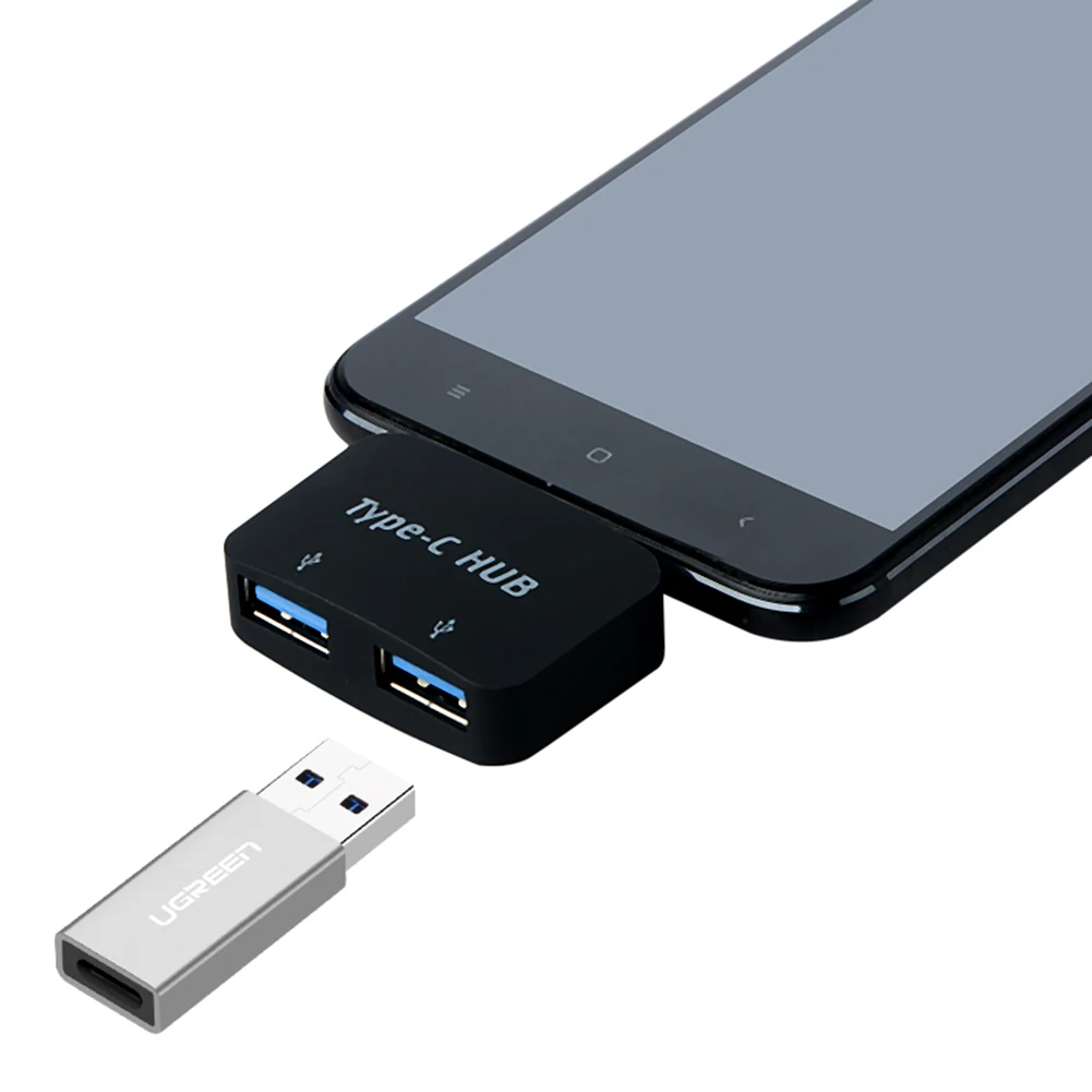 Портативный Разветвитель USB 3.1 Type-C на 2 порта 3 0 OTG хаб пластиковый адаптер для
