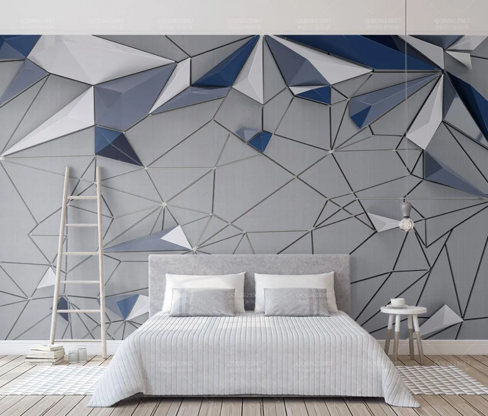 Бесплатная доставка 3D Синий Геометрический многоугольник Комбинированная ткань
