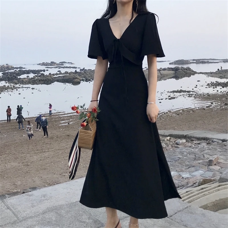 2019 весна лето новые женские длинные платья с принтом винтажные корейские длинным